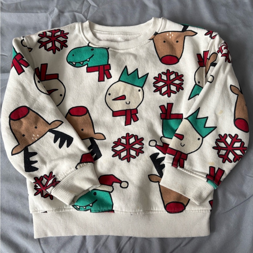 Primark Cream Holiday Sweatshirt with Festive Print